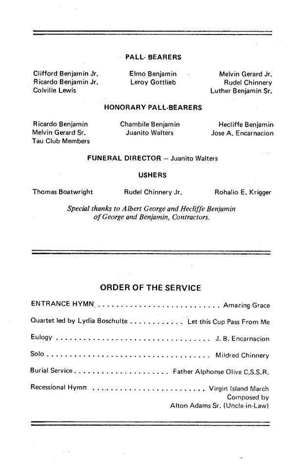 Funeral Booklet for Clifford Lorenzo Benjamin, Sr. - Page 6