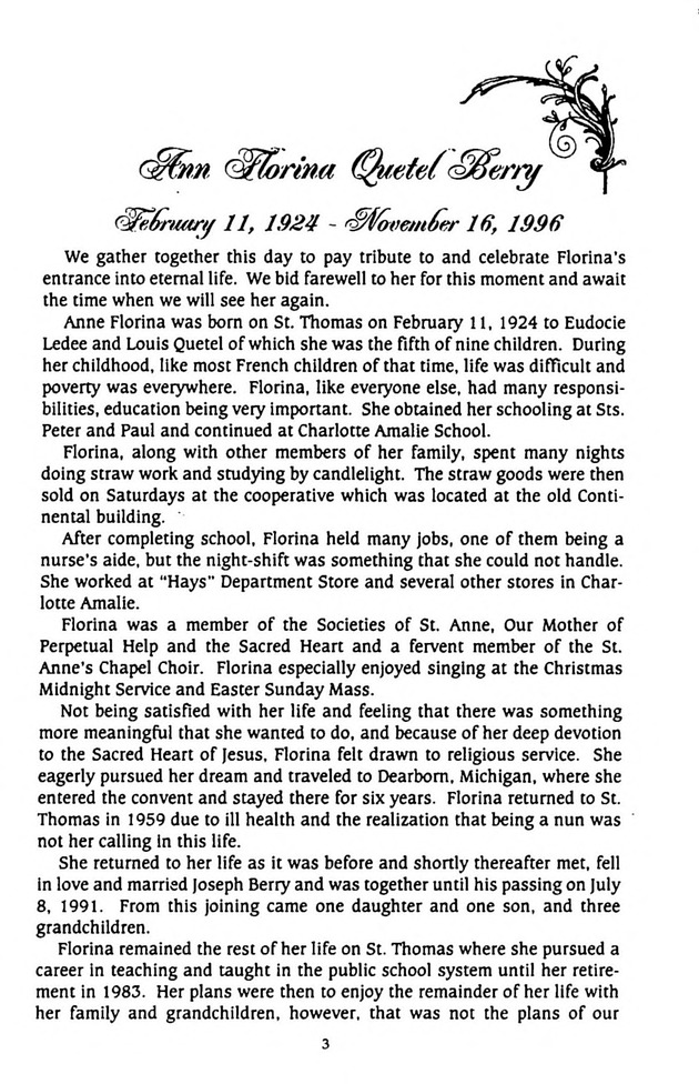 Funeral Booklet for Anne Florina Berry - Page 2