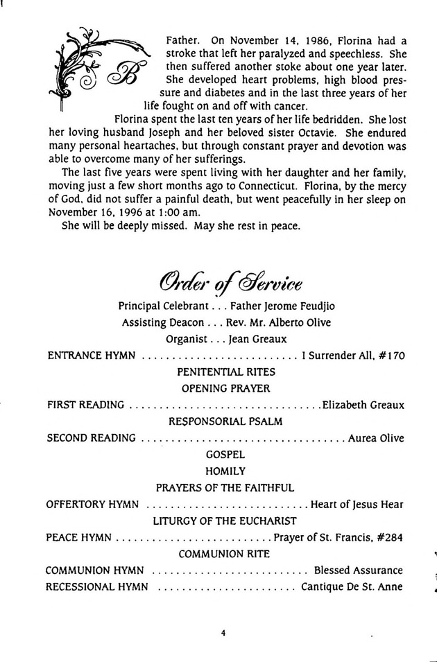 Funeral Booklet for Anne Florina Berry - Page 4