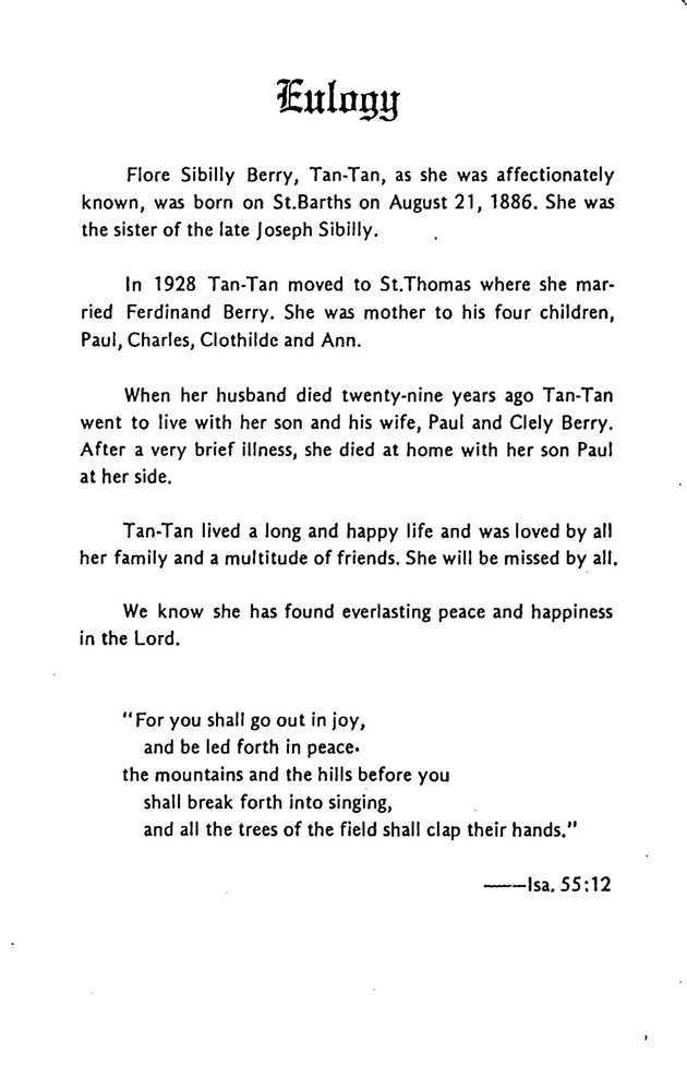 Funeral Booklet for Flore Sibilly Berry - Page 3