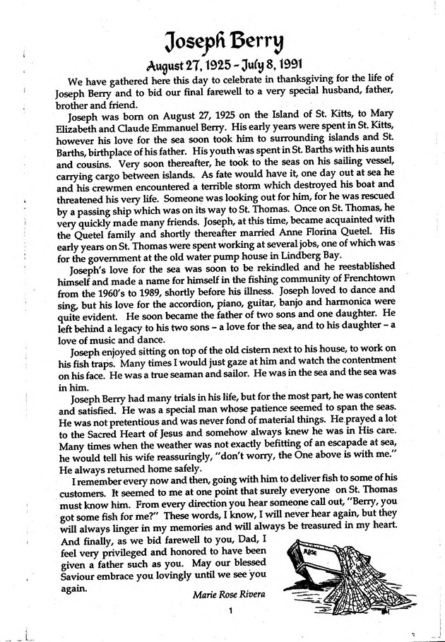 Funeral Booklet for Joseph Berry - Page 2