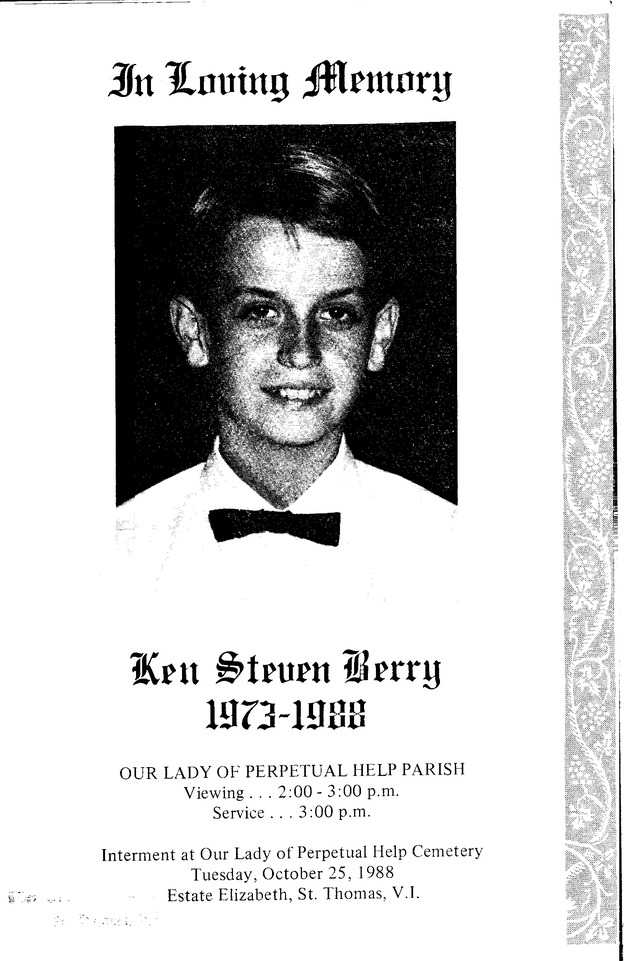 Funeral Booklet for Ken Steven Berry - Page 1