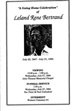 Funeral Booklet for Leland Rene Bertrand