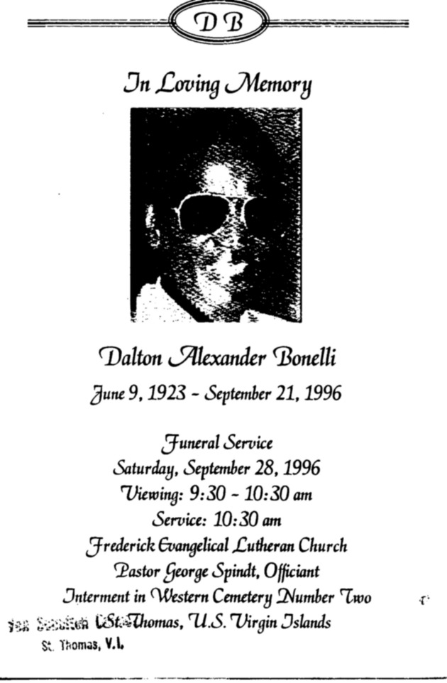 Funeral Booklet for Dalton Alexander Bonelli - Page 1