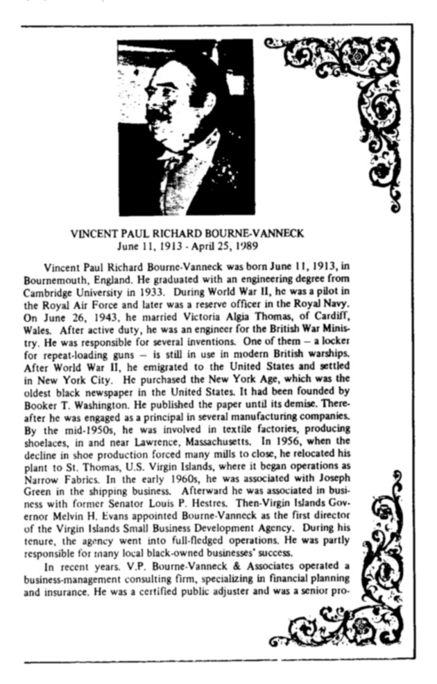 Funeral Booklet for Vincent Paul Richard Bourne-Vanneck - Page 2