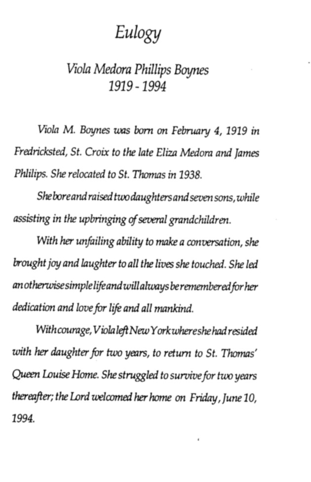 Funeral Booklet for Viola Medora Phillips Boynes - Page 3