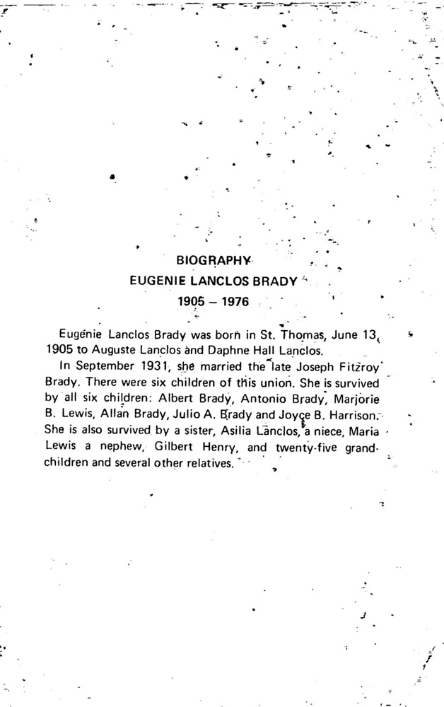 Funeral Booklet for Eugenie Lanclos Brady - Page 2