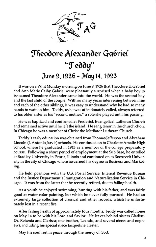 Funeral Booklet for Theodore A. Gabriel - Page 3