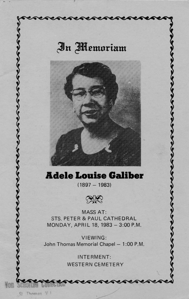 Funeral Booklet for Adele L. Galiber - Page 1