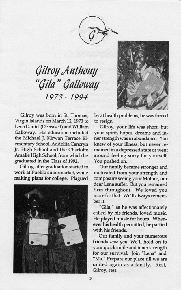 Funeral Booklet for Gilroy A. Galloway - Page 3