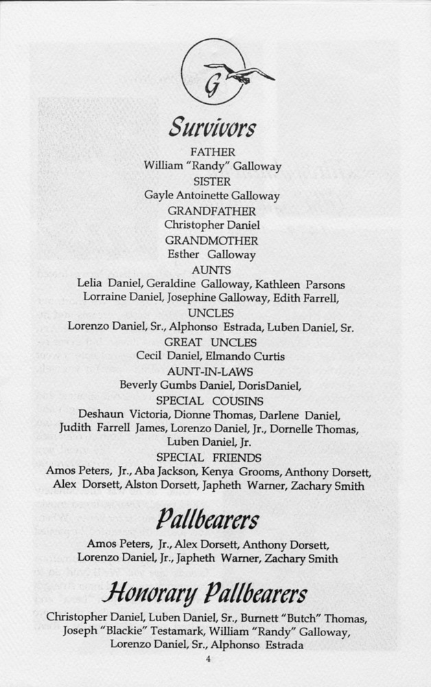 Funeral Booklet for Gilroy A. Galloway - Page 4