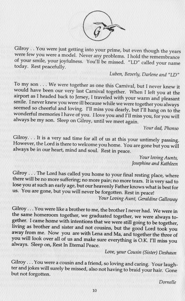 Funeral Booklet for Gilroy A. Galloway - Page 9