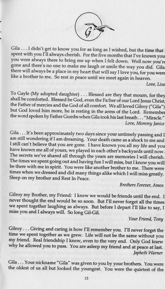 Funeral Booklet for Gilroy A. Galloway - Page 12