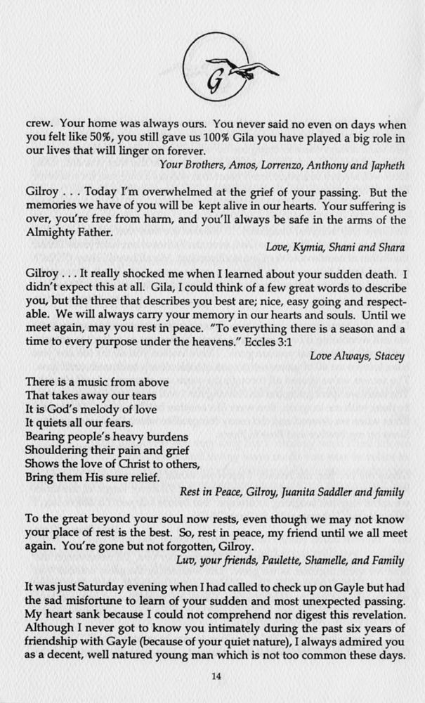 Funeral Booklet for Gilroy A. Galloway - Page 13