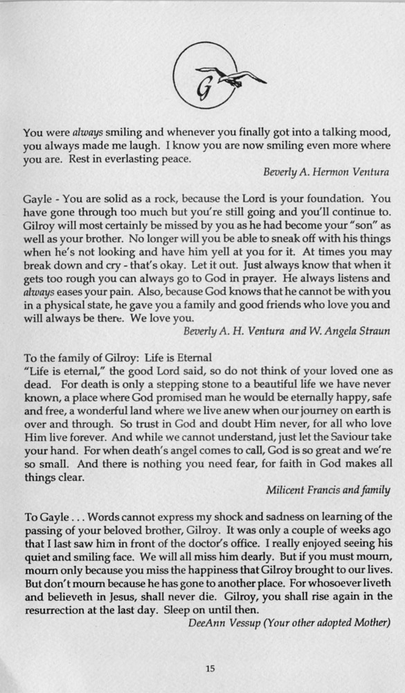 Funeral Booklet for Gilroy A. Galloway - Page 14