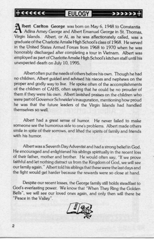 Funeral Booklet for Albert V. George - Page 2