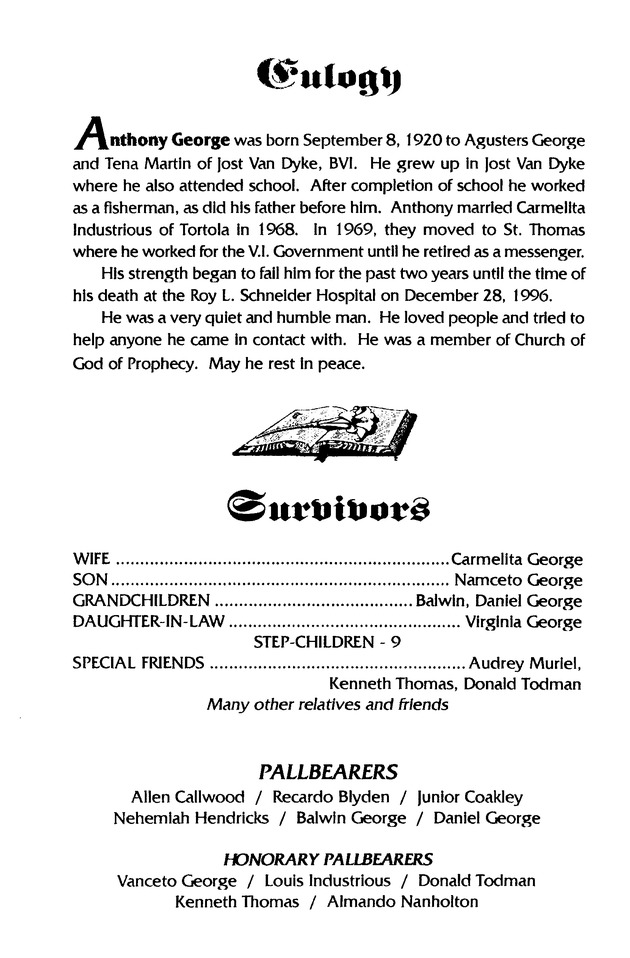 Funeral Booklet for Anthony George - Page 2