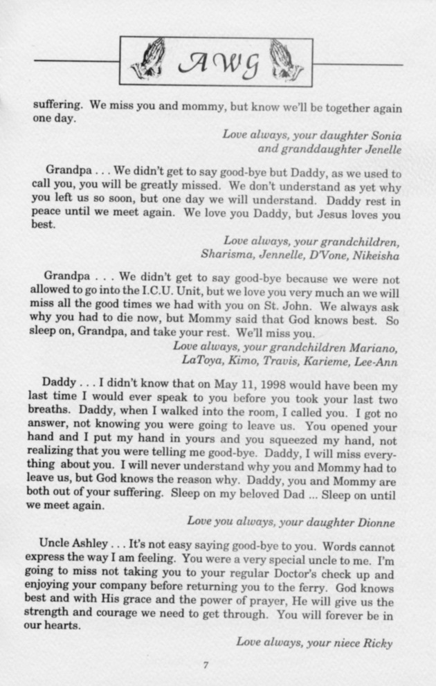 Funeral Booklet for Ashley W. George - Page 7