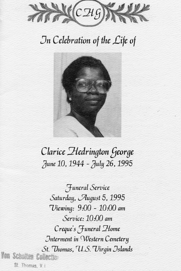 Funeral Booklet for Clarice H. George - Page 1