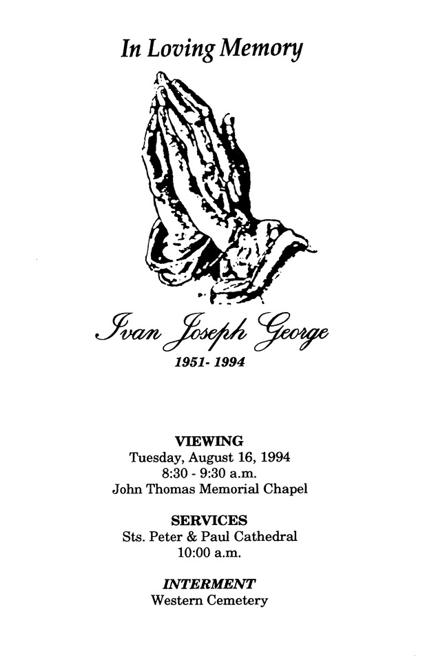 Funeral Booklet for Ivan J. George - Page 1