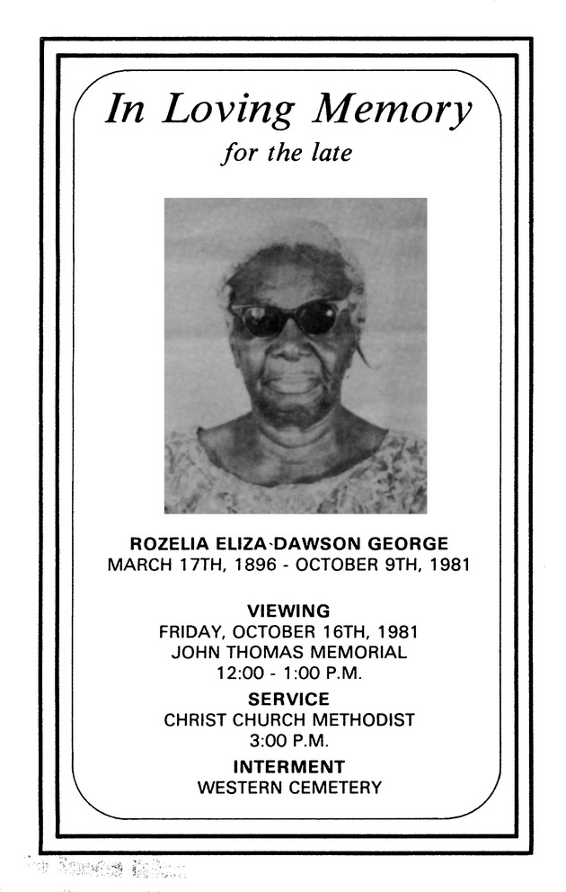 Funeral Booklet for Rozelia E. George - Page 1