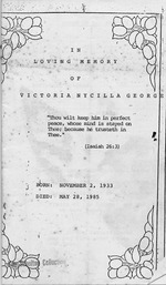 Funeral Booklet for Victoria N. George