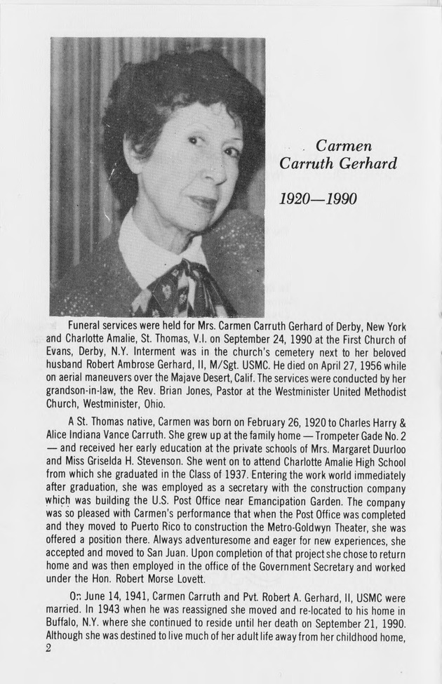 Funeral Booklet for Carmen E. Gerhard - Page 2