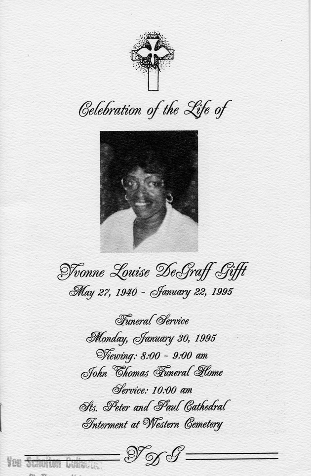 Funeral Booklet for Yvonne L. Gifft - Page 1