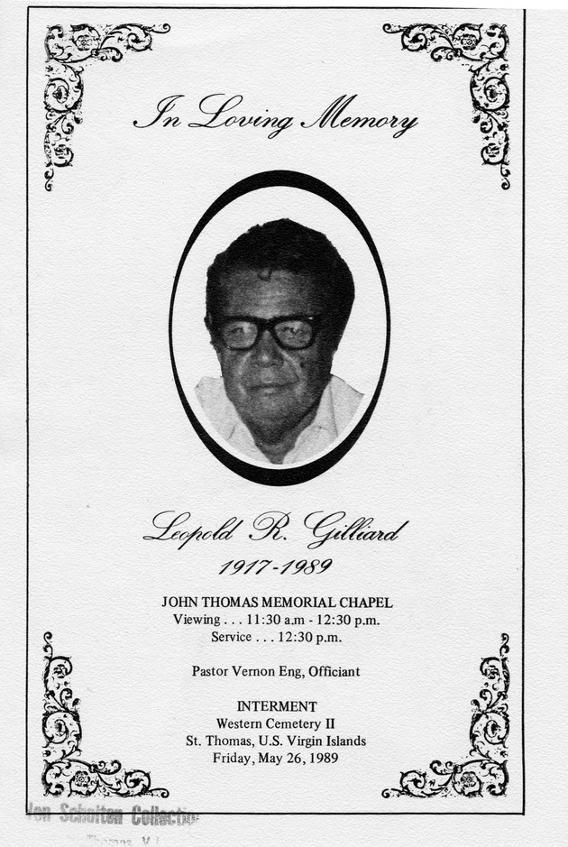 Funeral Booklet for Leopold R. Gilliard - Page 1