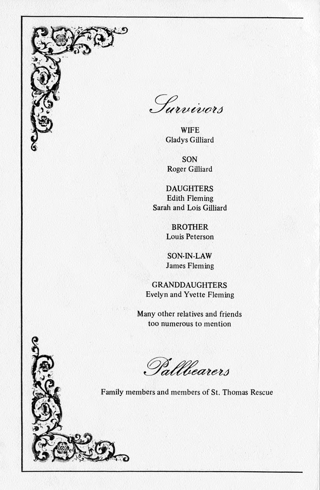 Funeral Booklet for Leopold R. Gilliard - Page 2