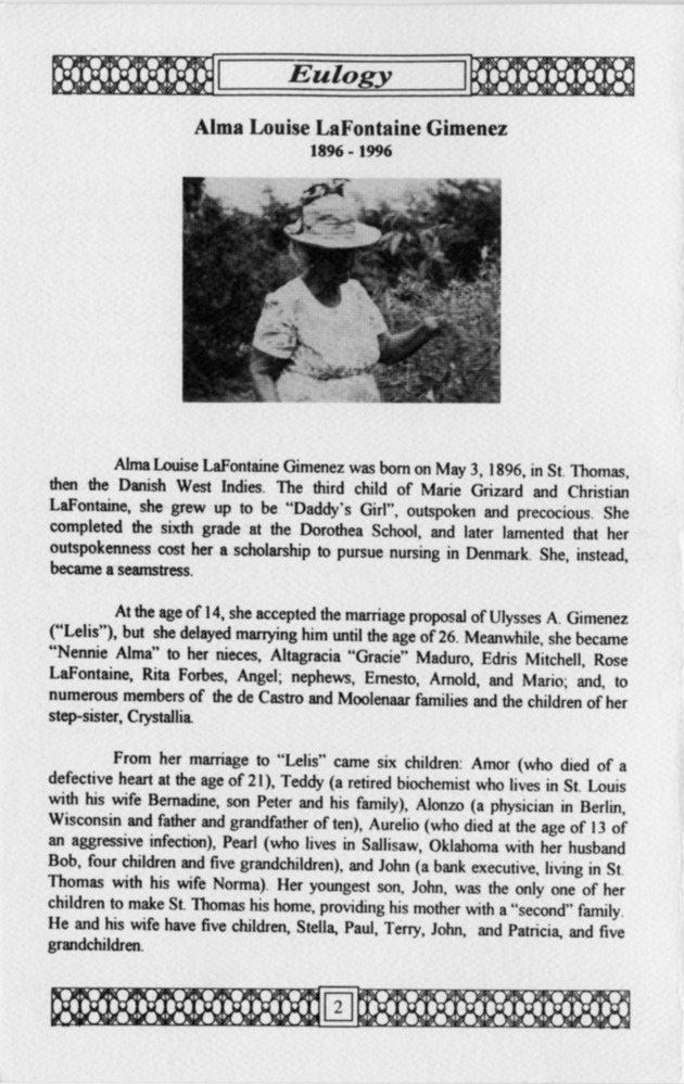 Funeral Booklet for Alma L. Gimenez - Page 2