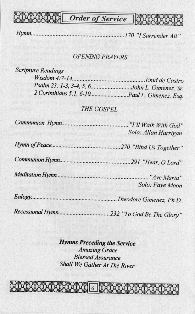 Funeral Booklet for Alma L. Gimenez - Page 6