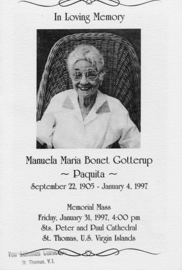 Funeral Booklet for Manuela M. Gotterup - Page 1