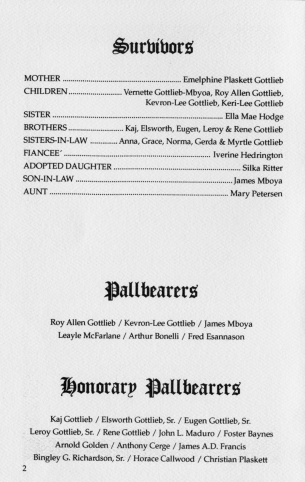 Funeral Booklet for Roy A. Gottlieb - Page 2