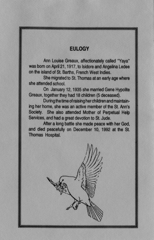 Funeral Booklet for Ann L. Greaux - Page 2