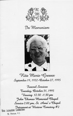 Funeral Booklet for Rita M. Greaux