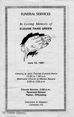 Funeral Booklet for Elouise F. Green