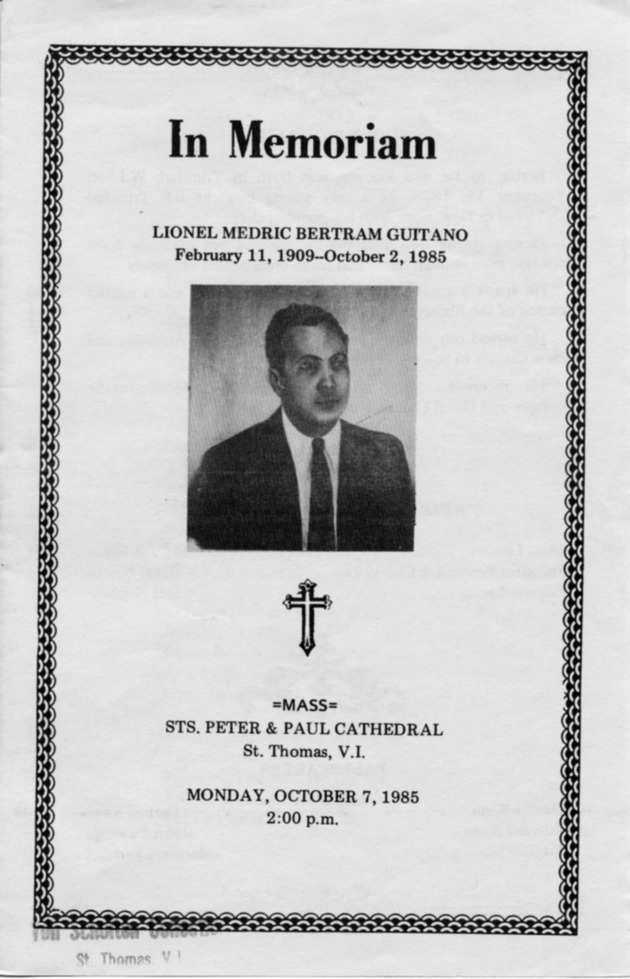 Funeral Booklet for Lionel M. Guitano - Page 1