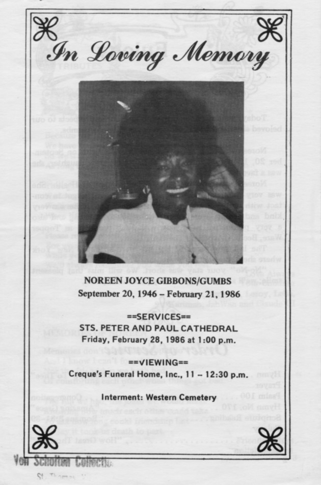 Funeral Booklet for Noreen J. Gumbs - Page 1