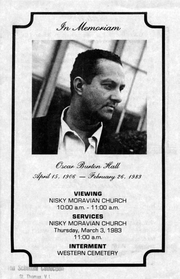 Funeral Booklet for Oscar Burton Hall - Page 1