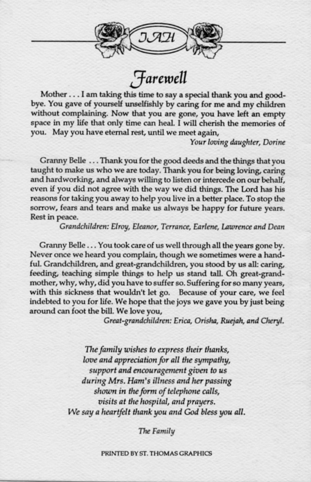 Funeral Booklet for Isabella Anesta Anthony Ham - Page 5