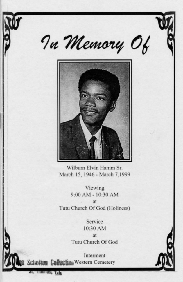 Funeral Booklet for Wilburn Elvin Hamm, Sr. - Page 1