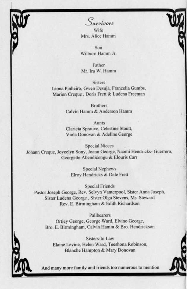 Funeral Booklet for Wilburn Elvin Hamm, Sr. - Page 2