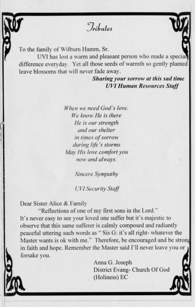 Funeral Booklet for Wilburn Elvin Hamm, Sr. - Page 5