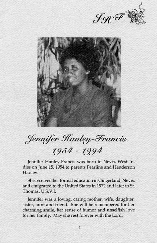 Funeral Booklet for Francis Jennifer Hanley - Page 3