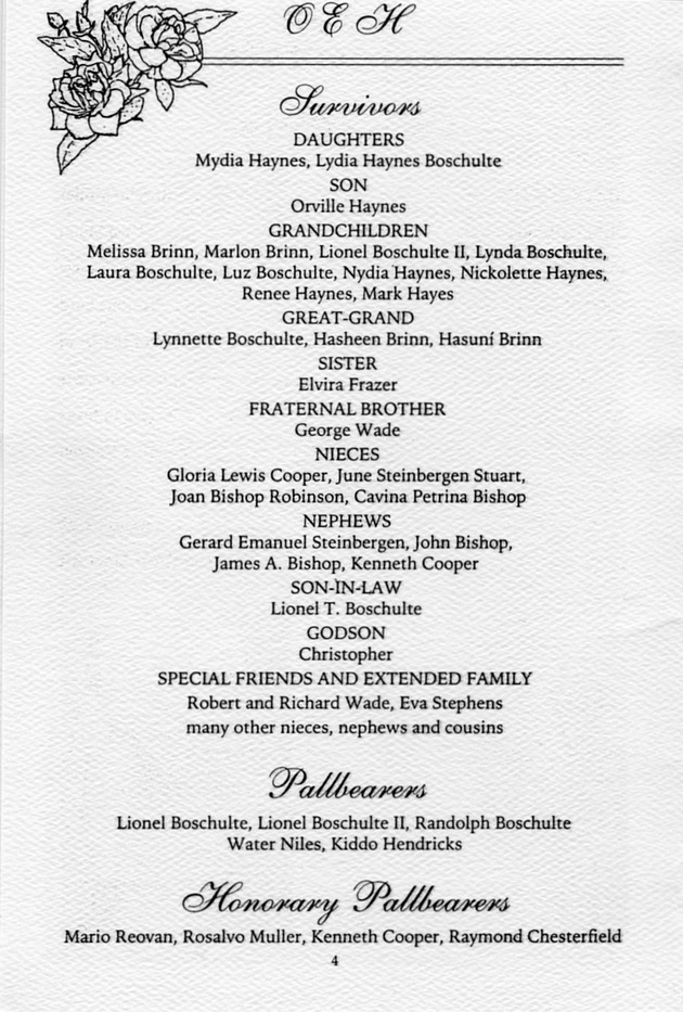 Funeral Booklet for Olmond Emanuel Haynes - Page 4