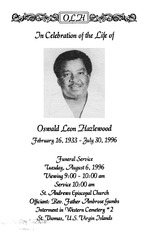 Funeral Booklet for Oswald Leon Hazelwood