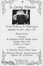 Funeral Booklet for Vivian Rebecca D. Hedrington