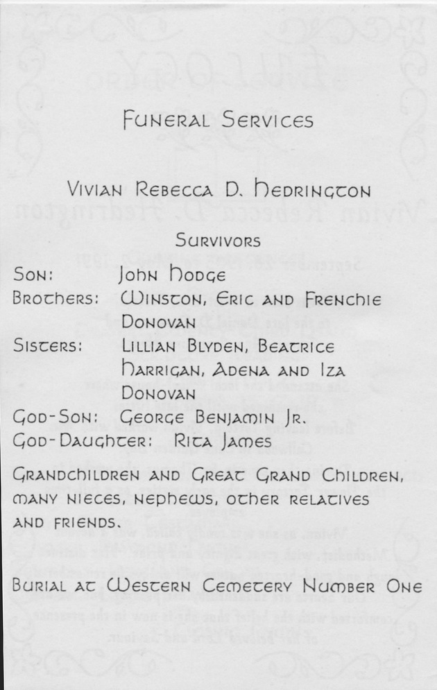 Funeral Booklet for Vivian Rebecca D. Hedrington - Page 4