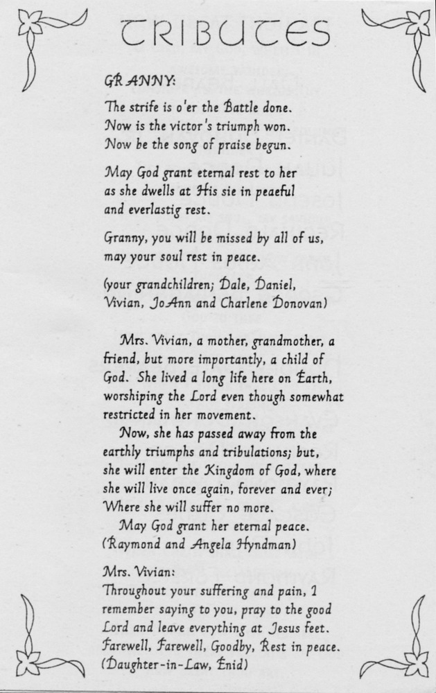 Funeral Booklet for Vivian Rebecca D. Hedrington - Page 5